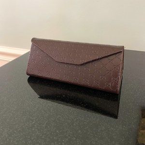 Authentic GUCCI Eyeglass Case Brown Faux Leather